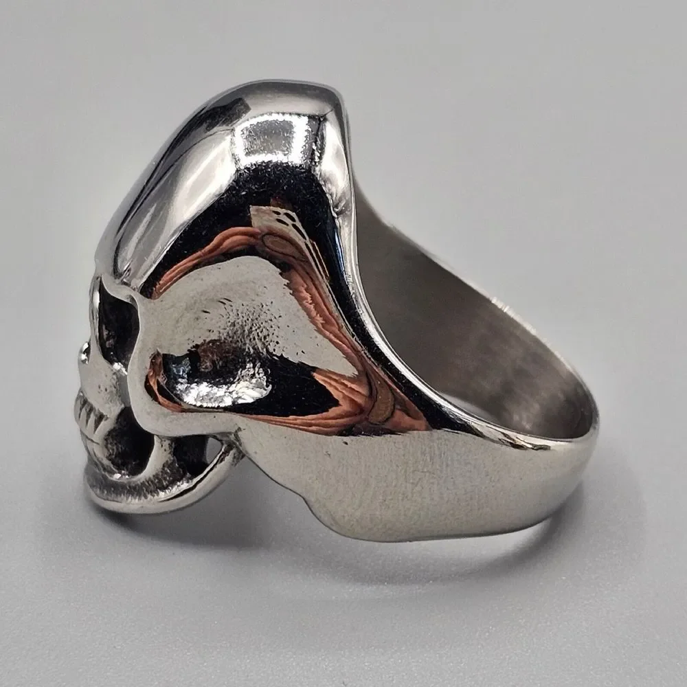 Mens Skull Biker Ring Stainless Steel Gothic Figural Metal Halloween 3D Size 10